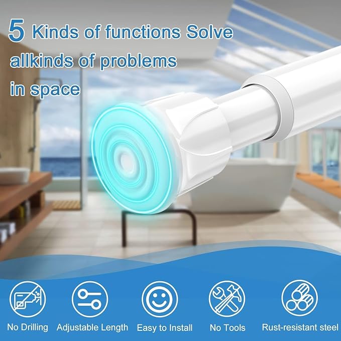 AIZESI Spring Tension Curtain Rods Short Tension Rod (White,8" to 12"-4Pcs)
