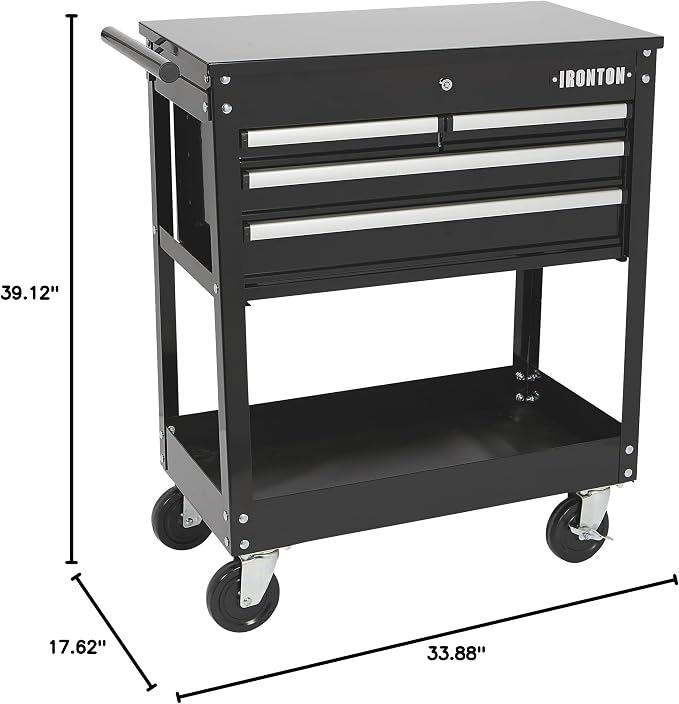 Ironton Slide-Top Mobile Tool Chest, 4 Locking Drawers, Powder-Coat | Rust-resistant finish, Fully opening slide top, Rolling mobility, Secure garage/shop storage, Quick-access organization