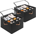 StorageWorks Shoe Organizer for Closet, Foldable Shoe Storage Box with Adjustable Dividers, Closet Shoe Organizer for Sneakers, Heels, Flats, Shoe Storage Bin Holds Up to 16-32 Pairs, Black