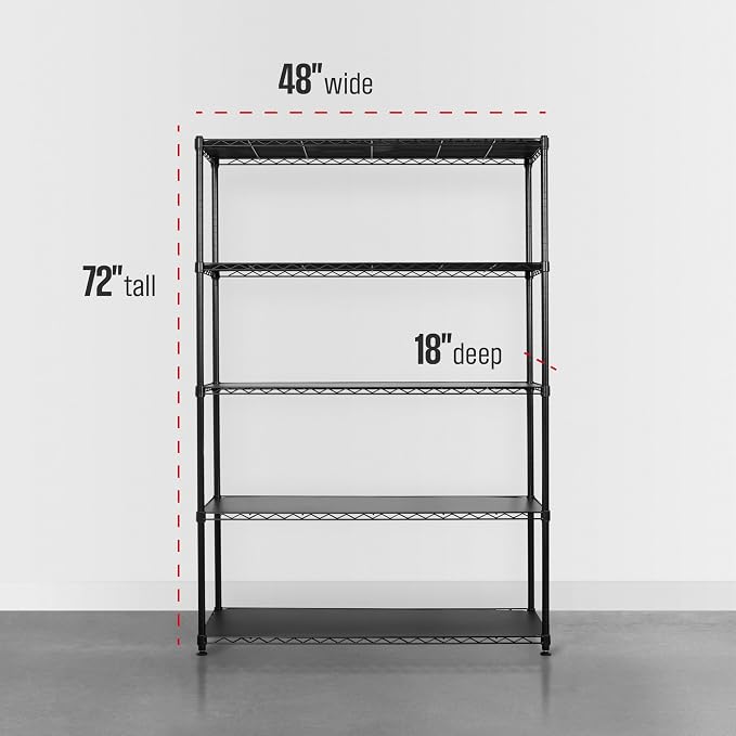 SafeRacks NSF 5-Tier Heavy Duty Steel Wire Shelves (48"x18"x72")