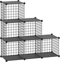 HUBSON Wire Cube Storage Organizer, Book/Toy/Craft/Potted Plants and petCloset Organizers and Storage Shelves?6-Cube Freely Combinable Metal Grids Storage Shelf,Black Plus Iron