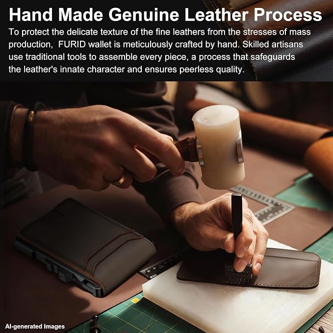 furid Genuine Leather Wallet for Men: Slim RFID Smart Minimalist Wallet | Credit Card Holder for Front Pocket wallet with Money Clip Full Grain - Gifts for Husband Father on Birthday Anniversary