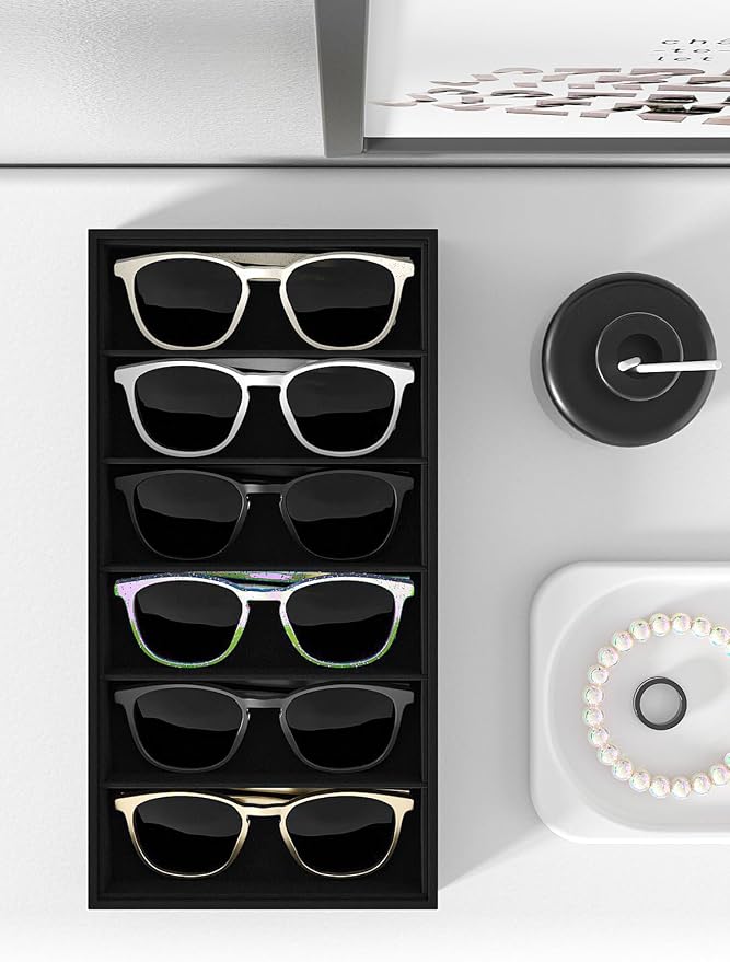Sunglass Organizer Tray,Eyeglass Storage for Multiple Glasses,Jewelry and Sunglasses Drawer Organizer (Black 2)