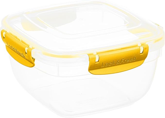 Superio Plastic Food Storage Container with Airtight Lid- 48 Oz, BPA Free, Leakproof, Stackable, Microwave, Dishwasher and Freezer Safe, Yellow