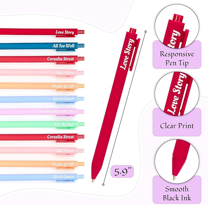 12 Set Singer Sticky Notes with Cute Music-Inspired Gel Pens, Era’s Singer Self Stick Notes Memo Pads for Home School Birthday Party Favors Gifts Office Supplies for Music Fans