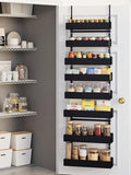 8-Tier Over Door Organizer, Sturdy Slim Hanging Spice Rack for Cabinet & Pantry, Black