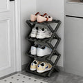 Vertical Black Shoe Rack Small, 4 Tier Portable Folding Shoe Storage Rack, Without Installation Free Standing Shoe Rack for Corridors, Bedrooms Living Room Corner and Small Spaces