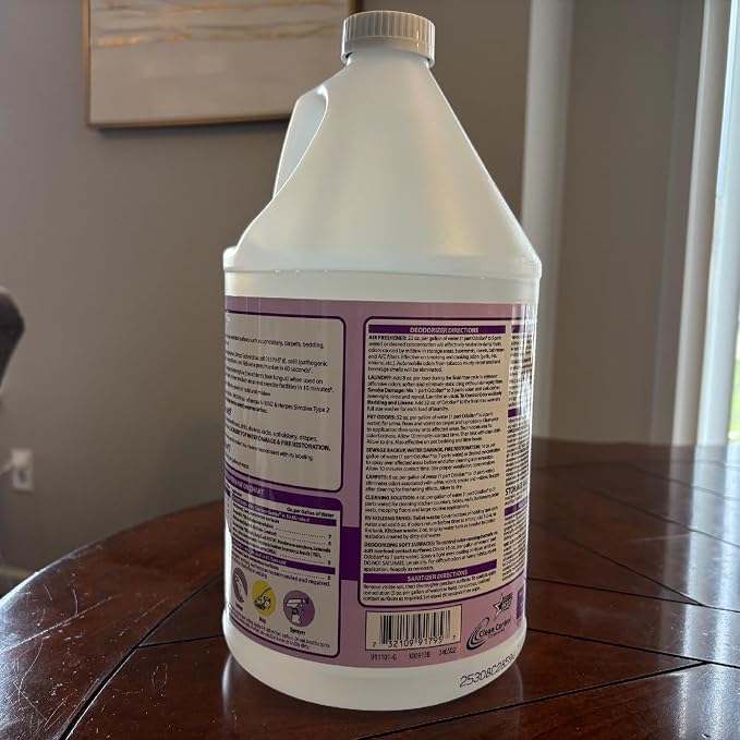 OdoBan Ready-to-Use Disinfectant and Harsh Aroma Eliminator, Set of 2, 14.6 Ounce 360-Degree Continuous Spray Fabric/Air Freshener and 1 Gallon Multi-Purpose Cleaning Concentrate, Lavender Scent
