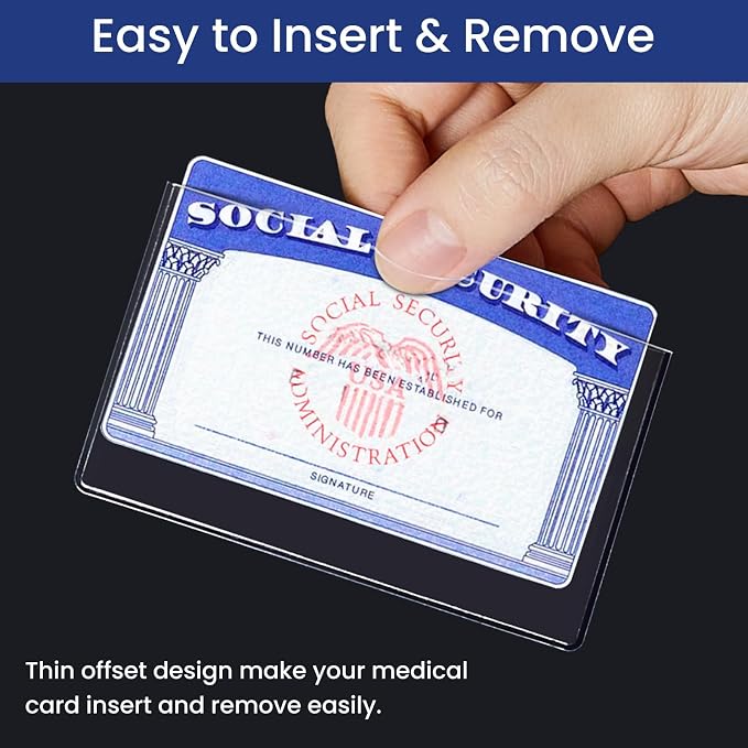 Sooez 10 Pack Social Security Card Protector, 24 Mil Thick Card Protector Sleeves, Protective Credit Card Sleeve, Clear Card Sleeves, Perfect Fit for Social Security, Medicare, Credit, Business Card