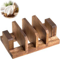 Acacia Wood Cutting Board Holder, 4 Slot Cutting Board Organizer Rack, Baking Pan, Bakeware & Knife Holder, Cabinet and Countertop Storage Stand for Kitchen, Dish, Plate, and Cookbook