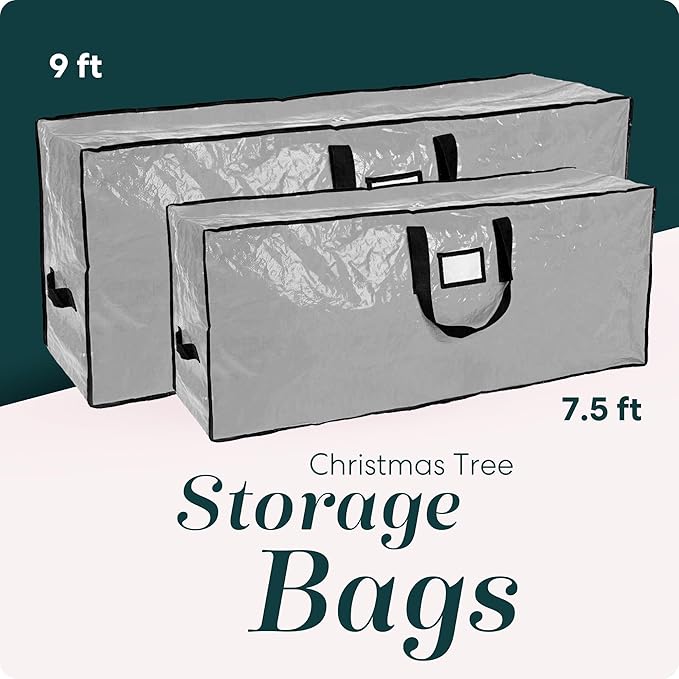 Christmas Tree Storage Bag - Stores 9 Foot Artificial Xmas Holiday Tree, Durable Waterproof Material, Zippered Bag, Carry Handles - Protects Against Dust, Insects and Moisture (Grey)