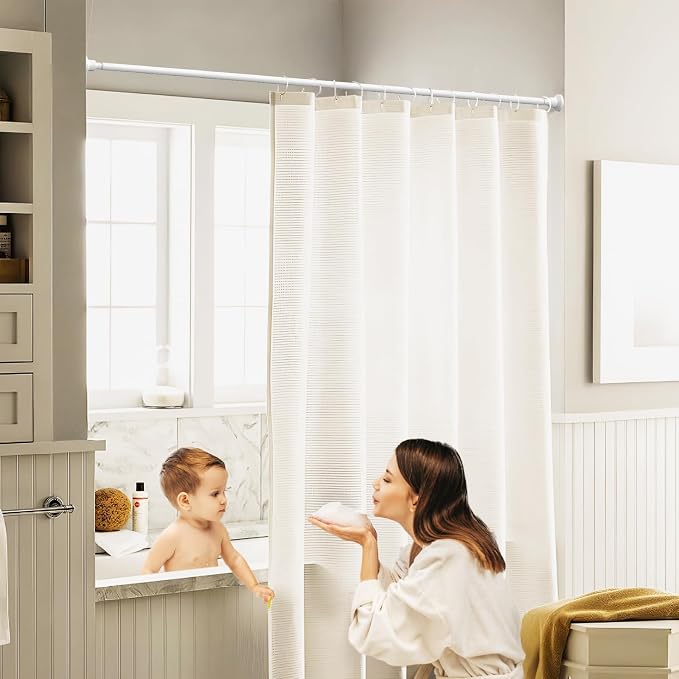 AIZESI Shower Rod Tension 42-98 Inch, Shower Rods For Bathroom Adjustable No Drillimg Tension Shower Curtain Rod Anti-Rust Shower Curtain Rods Long Shower Rod