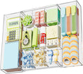 Marbrasse Expandable Desk Drawer Organizer, Clear Plastic Drawer Organizer Tray with 10 Adjustable Compartments, Desk Organizers and Accessories, 5 Drawer Dividers for Office Supplies, Makeup(Clear)