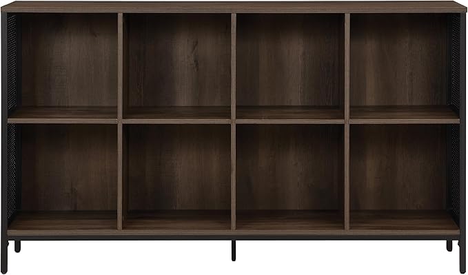 OSP Home Furnishings Ace Contemporary Modern Storage Bookcase with Shelves, 2- Shelves, 8 Cubes, Ozark Ash Finish