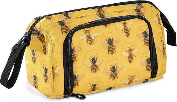 Pencil Case Yellow Bee Honey Large Capacity Pencil Pouch Portable Pen Bag Aesthetic Bag Stationery Storage and Organizer for School Teen Girls Boys
