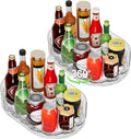 Lazy Susan Organizer for Refrigerator, 13" x 8.5" Clear Rectangular Fridge Organizer Turntable for Condiments, Spice Racks Organizer for Cabinet, Pantry & Kitchen Countertop(2 Piece)