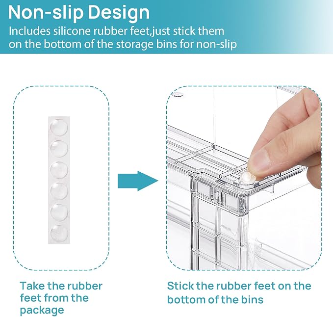 Vtopmart 6 Pack Stackable Storage Drawers, Easily Assemble Clear Plastic Organizer Bins, 2 Wide Drawers and 4 High Drawers for Under Sink, Pantry, Kitchen Cabinet, Bathroom Organization and Storage