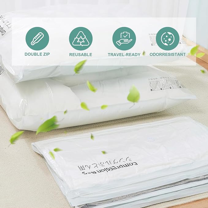 Travel Vacuum Storage Bags for Clothes with Rechargeable Cordless Pump, 20 Pack (5 J + 5 L + 5 M + 5 S), Carry-On Size Compression Bags for Luggage, Space Saver Packing Bags for Suitcase