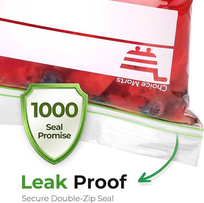 2 Gallon Freezer Bags – 25 Count – Resealable, Double Zipper, Leak Proof, Over 3 Mil Thick 2 Gallon Freezer Bags Heavy Duty