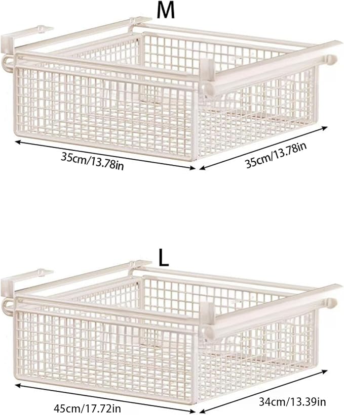 Cabinet Organizing Bin Under Shelf Storage Basket Hanging Pullout Drawer Multifunction Bedroom Clothing Pull Out Basket Rust Closet Storage
