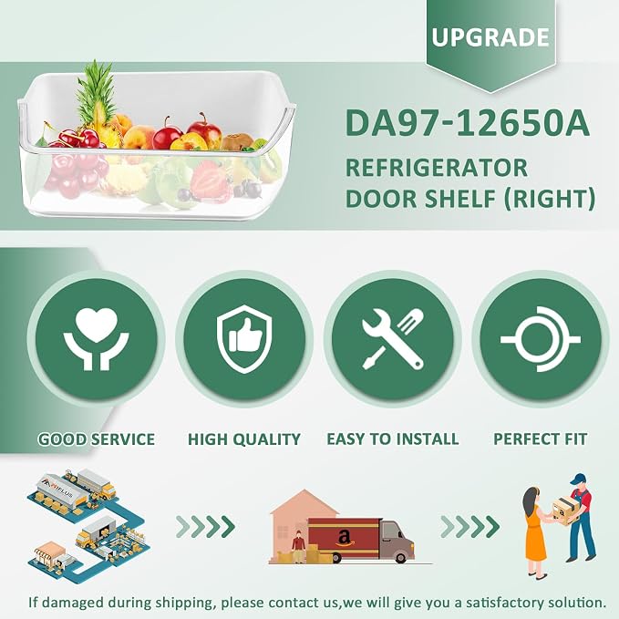 DA97-12650A Refrigerator Door Shelf Bin Compatible Samsung 2Packs-by MIFLUS | RF260,RF261,RF263 Parts,RFG298HDRS Samsung rf260beaesr Door Shelf(Right Side)