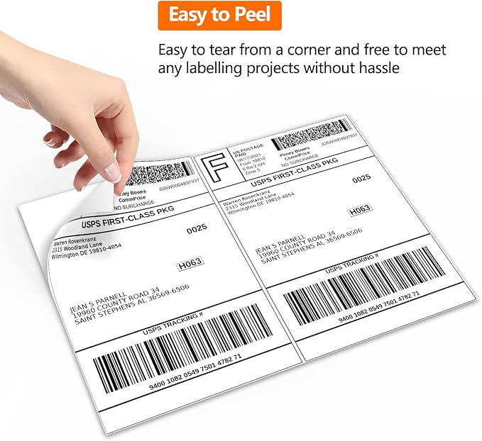 SJPACK 1000 Half Sheet Self Adhesive Shipping Labels, 8.5" x 5.5" Address Labels for Laser & Inkjet Printers(1000 labels-500 Sheet)