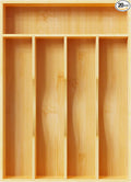Greenual Silverware Organizer 10 In Utensil Organizer Silverware Tray for Drawer Cutlery Flatware Organizer for Kitchen Bamboo Wood