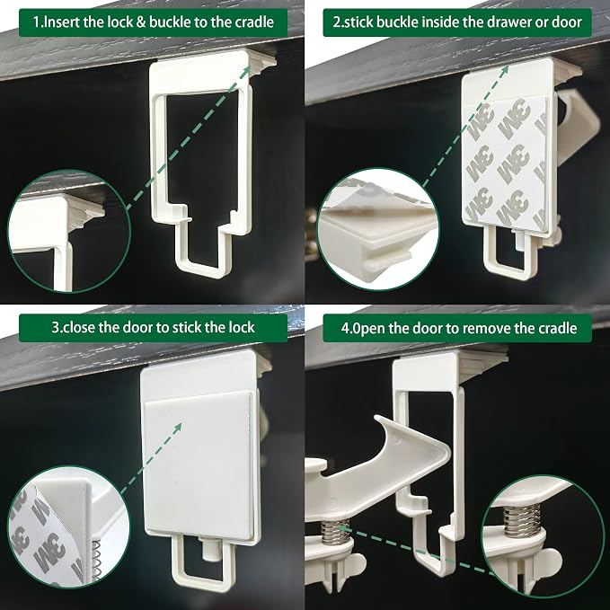 Vmaisi 20 Pack Cabinet Locks Child Safety Latches Easy Install No Drill | Upgraded Stronger Adhesive Installation with Temple - Baby Proofing Cabinets Drawers Locks