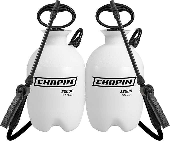 Chapin 1-Gallon Pump Sprayer, Easy Use for Home & Garden, 2pk | Durable lightweight tank; ideal for weed control, plant care and cleaning with adjustable nozzle, long hose and easy pump