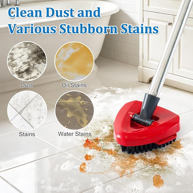 Mop Head Scrub Brush & Mop Base for O-Cedar RinseClean, Scrubber Attachment | Upgraded full bristles, no hollow center. Fits O-Cedar RinseClean spin mop. Fits ocedar mop base & spin mop scrub brush head