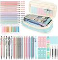 56 PCS Aesthetic School Supplies Cute Stationary Set with Pencil Case, Inspirational Ballpoint Pens, Highlighters, Black Ink Gel Pens,Mechanical Pencils 0.5-0.7mm, College Student Essentials (Blue)