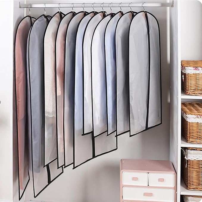 Clear Garment Bags for Hanging Clothes,48" Suit Bags for Closet Storage,12 Pack Garment Bags for Storage,Breathable Lightweight Dust Proof Cover with Study Full Zipper for Coats,Jackets