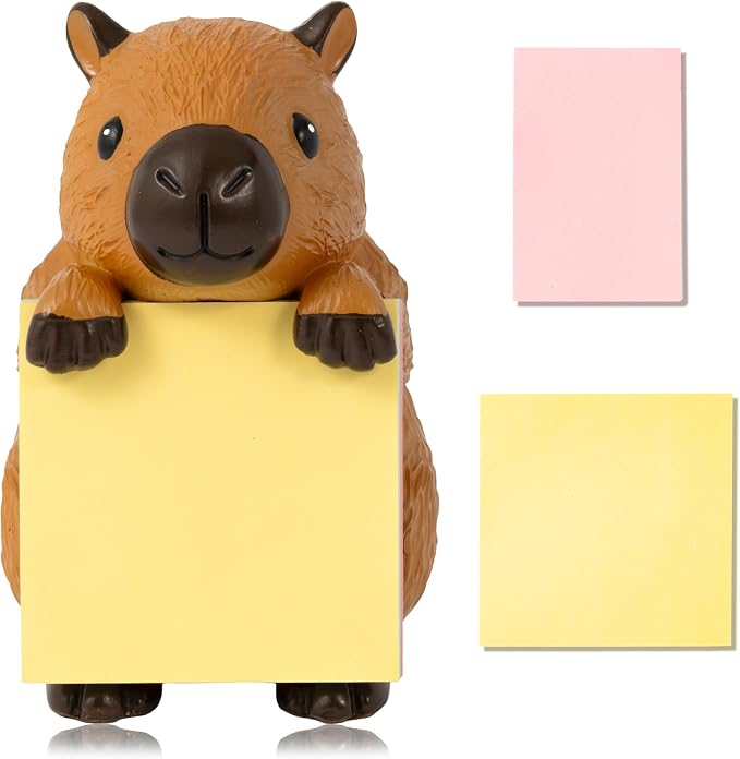 K1tpde Capy Pop-up Sticky Note Dispenser Fun Animal Resin Desk Holder &Memo | Handmade Desk Holder & 2 Pad Self-Stick Note, Capy Pop Up Post it Note Dispenser for Office Hold, School & Office Desk Supply