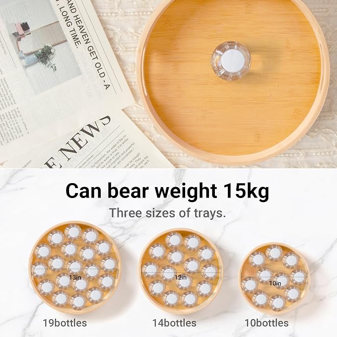 10in Bamboo Lazy Susan Organizer Turntable for Cabinet,Pantry&Table Top - Spin Storage Tray for Kitchen Countertop | Swivel Tray for Spice,Jars & Canisters