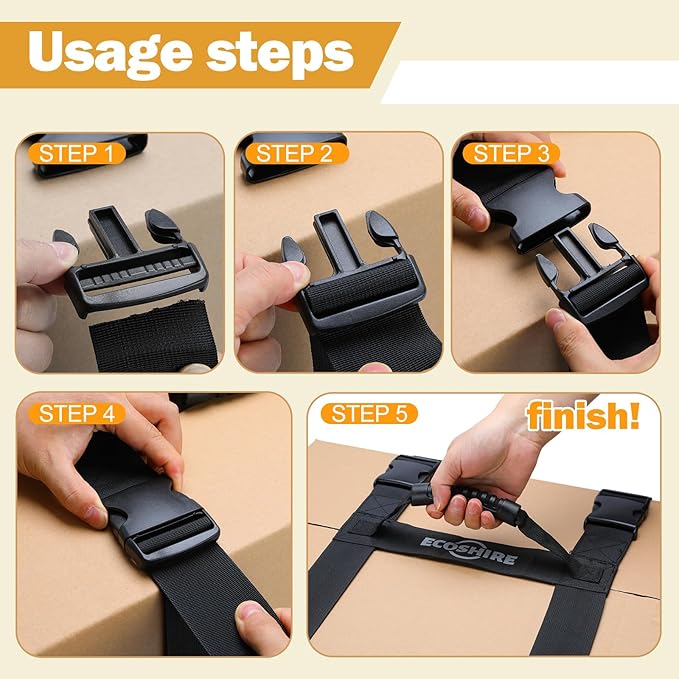 Carrying Strap with Handle, Handheld Belt for Safely Moving and Lifting Heavy Boxes, Adjustable Belt, H-Shaped Style Carry Straps, Suitable for Cylinder, Camping Mat(61 inch)