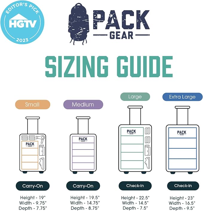 Pack Gear Hanging Suitcase Organizer - Our XL Hanging Luggage Organizer Perfectly Fits Any Suitcase - Our Packing Cubes For Travel Use Mesh Windows to Make Finding Any Outfit Easy (Black, XL)