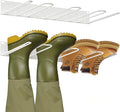 Boot Rack: Boot Hangers Wall Mount Holds 4 Pairs - Metal Wader Hangers Boots Storage Organizer Tall Boots Holder for Cowboy Garage Storage Closet Entryway Outdoor Drying, White