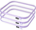YQBRAO 3-Pack Large Clear Hard Shell Zipper Case, 1.2mm Ultra-Thick Rigid Toy & Closet Organizer, Heavy-Duty Diaper Bag Pouch Set with YKK Zippers, Waterproof Travel Storage (Purple)
