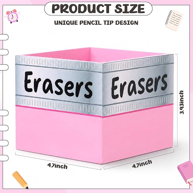 Tenceur 4.7x4.7 Inches Erasers Bucket for Teacher Desk Organizer Pencil Holder Bucket Plastic Large Capacity Desk Organizer for Teacher Classroom Craft Supply Storages