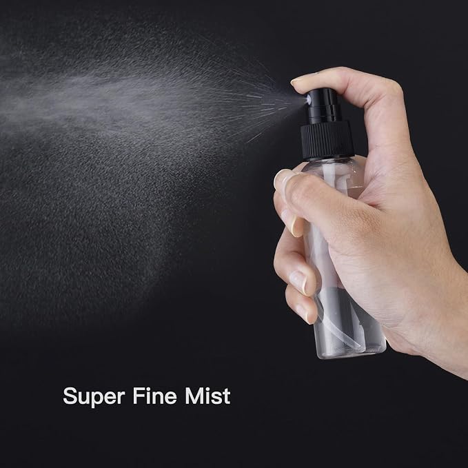 LISAPACK 2oz Small Spray Bottle (10 Pack) Plastic Mini Fine Mist Atomizer, Tiny Sprayer for Travel Perfume, Cologne, Alcohol (Clear, 60ml)