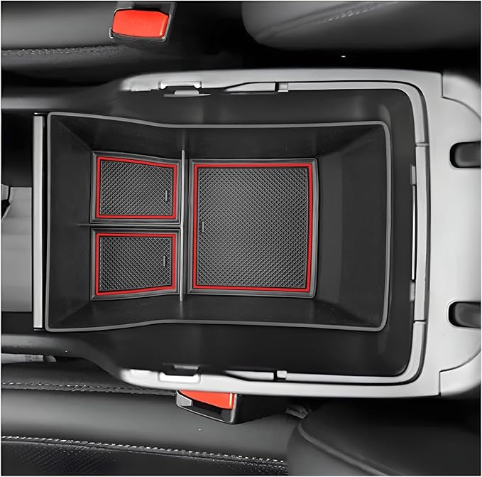SXCY Fit for 2024 Hyundai Kona Console Armrest Organizer Tray for 2024 Hyundai Kona SEL Conv./ N-line Limited Accessories Armrest Storage Box for 2024 Kona Center Console Organizer Fit 2024 Kona Red