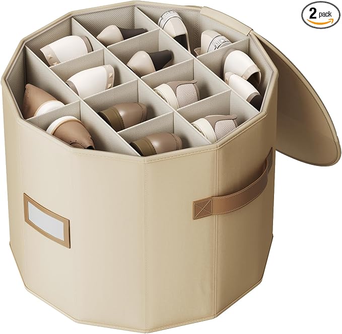 Vailando Round Shoe Organizer, Fan Dividers for Wide Shoes & Boots, Gray, 2 Pack (Blush Pink, 1 PACK)