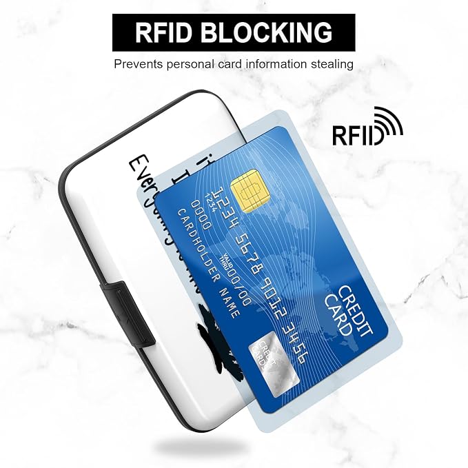 Card Holder Credit Cards Holder for Women RFID wallet women Business Card Holder Wallet Mini Aluminum Card Wallet RFID Blocking Slim Metal Hard Card for Women, Black Cat