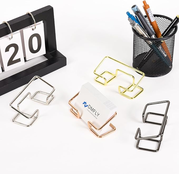 Metal Business Card Holder for Desk, Cute Card Display Stand, Compatible with Various Countertops, Black