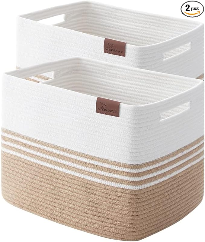 2 Pack Storage Baskets for Organizing, 16'*12"*12" Jute | Laundry Basket for Closet,Woven Rope Blanket Basket, Toy Basket for Living Room, Laundry Room, Bedroom