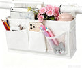 Lilithye Bedside Caddy Bedside Organizer Bedside Storage Caddy with Fixed Straps and Water Bottle Holder for Home College Dorm Bunk Bed Hospital Bed Crib Bed Rails (New White-1)