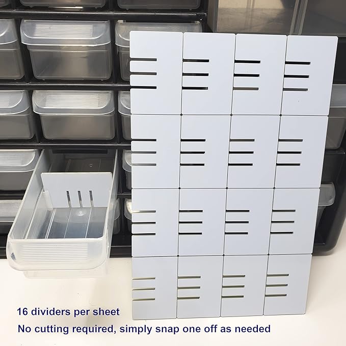 (16-Pack) Small Drawer Configurable Width Dividers compatible with Akro-Mils Plastic Storage Craft Cabinets, (Dividers Only)