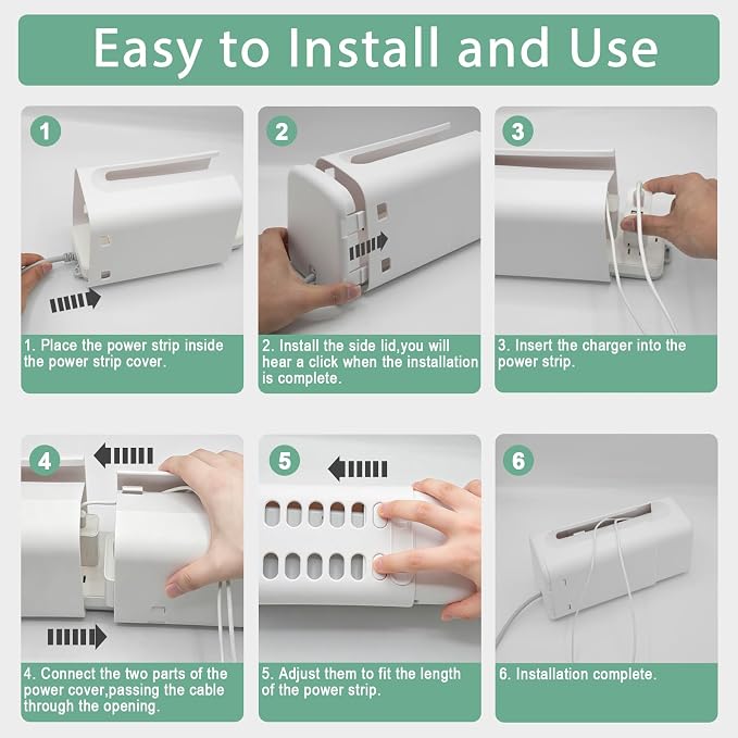 Babylush Baby Proof Power Strip Cover Box, 2 Pack | Adjustable Length,Baby Proof Cords,Baby Proof Surge Protector,Fits Most Power Strip,Lock System,Simple to Use,ABS