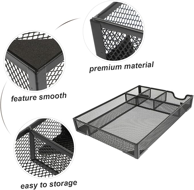 SEWACC Desk Organizer Storage Metal Desktop Organiser Aesthetic Office File Basket Metal Magazine Holder