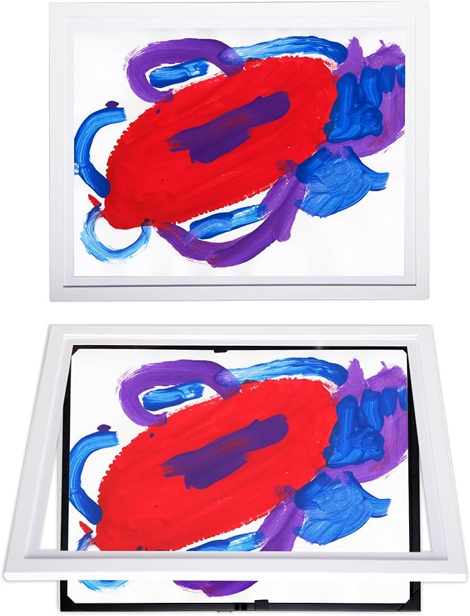 Dynamic Frames Li’l Davinci Front-Open 2-Pack Kids Art Frames, Wooden Frames for 18x24 Artwork, Prints & Certificates, Store up to 50 per Frame, 20.88 x 26.88 Outer Dimensions, White